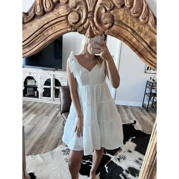 Peter Som Collective Tiered Dress in White Womens Cotton A-line - Picture 11 of 13